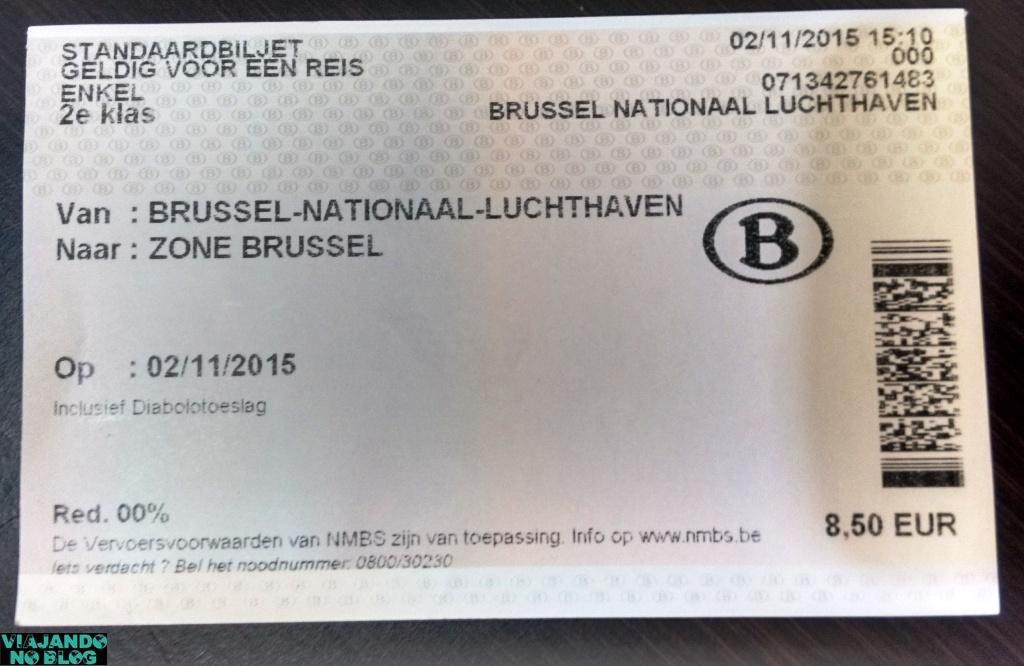 Ticket do Aeroporto Internacional de Bruxelas até a Gare du Nord